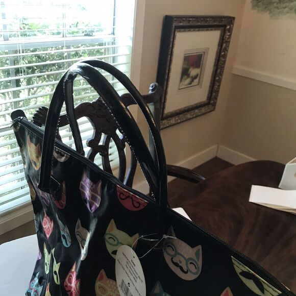 Arcadia Colorful Cat Faces Holiday Beauty Hair Care/Any Occasion Tote NWT - Picture 7 of 8